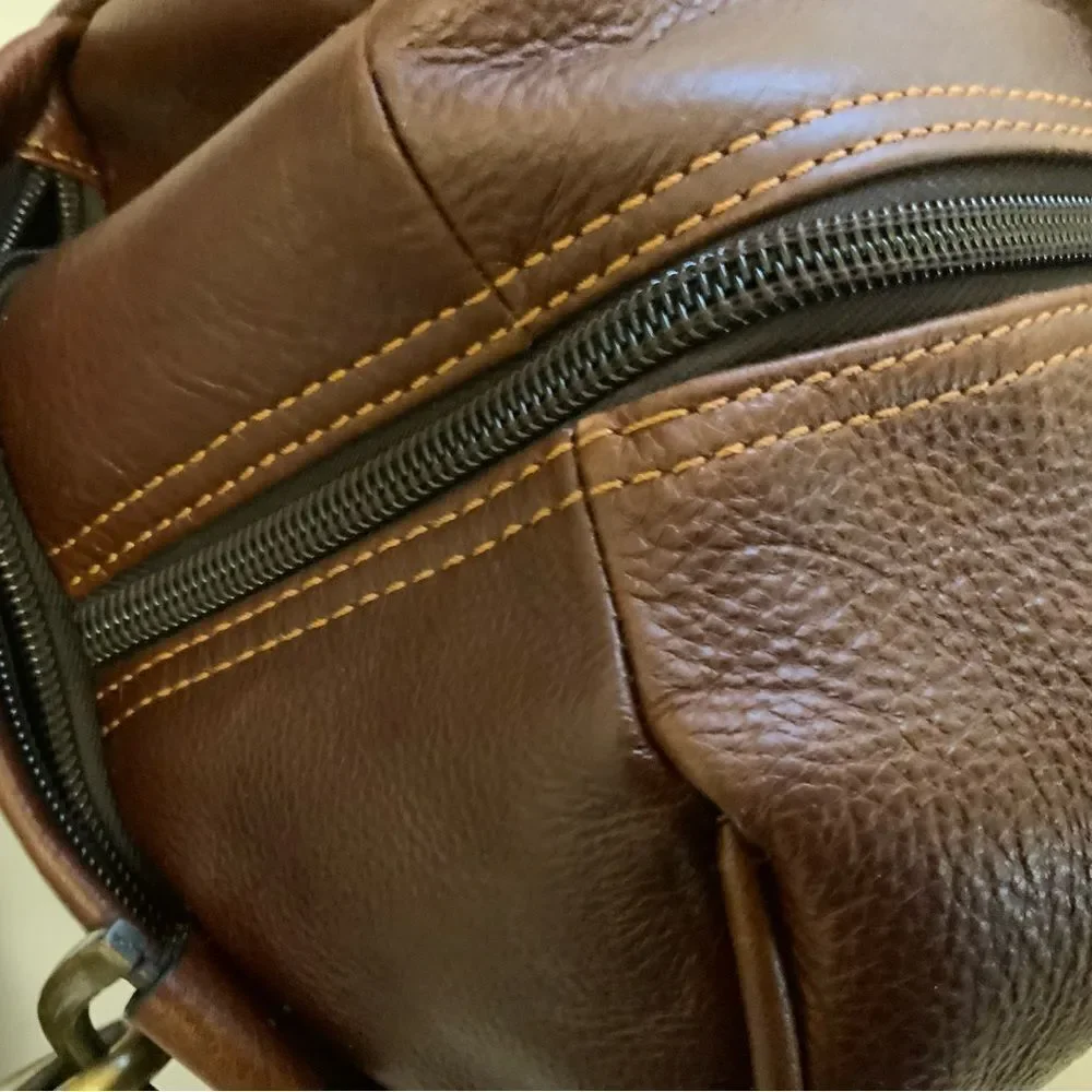 New Links and Kings Brown Leather Duffle Bag Weekender.